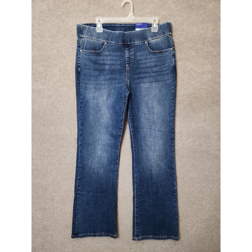 Apt 9 Bootcut Pull On Jeans Womens 14 Blue Medium Wash Tummy Control NEW